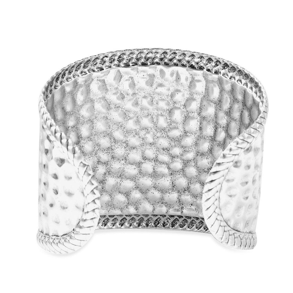 Cuff Bracelet, blue howlite crystal and silver chroma. Southwestern motif. 7.5" - Picture 4 of 6